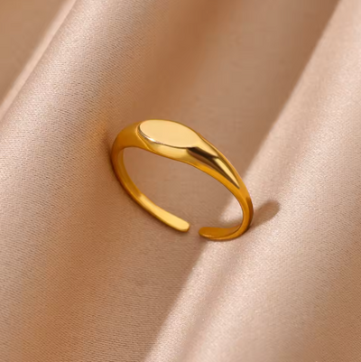 Edelstahl Ovale Ringe – Verstellbarer Goldfarbener Fingerring für Damen