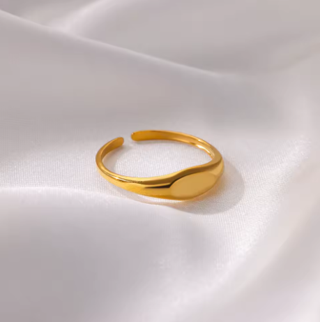 Edelstahl Ovale Ringe – Verstellbarer Goldfarbener Fingerring für Damen