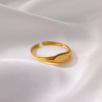 Edelstahl Ovale Ringe – Verstellbarer Goldfarbener Fingerring für Damen