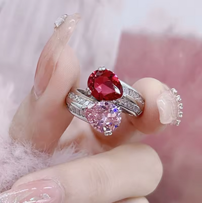 925 Sterling Silber Ring mit Rosa Zirkon – Luxuriöser, Verstellbarer Damenring