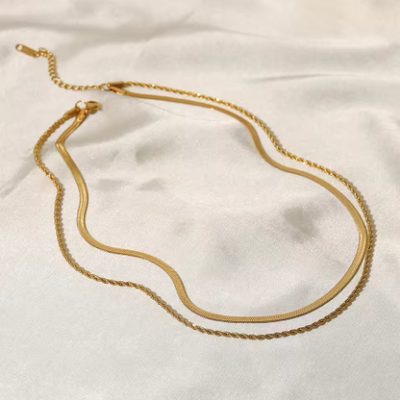 18K Vergoldete Flache Schlangenkette – Edler Layering-Schmuck für Damen